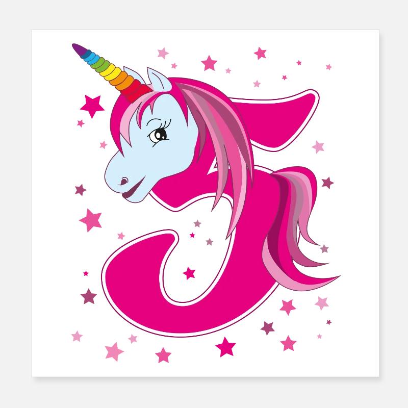 Einhorn,  5 Jahre alt, 5. Geburtstag, Kind Poster 20x20 cm