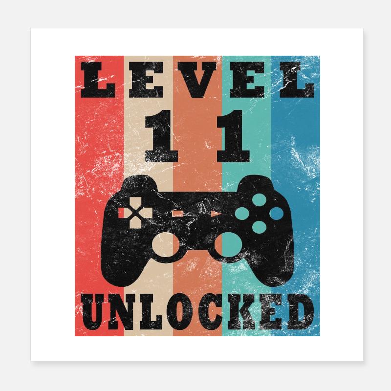 Level 11 Unlocked Controller Poster 8" x 8" (20x20 cm)