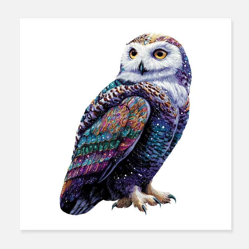 Schneeeule Weiße Eule Kauz Uhu Owl Schnee Eulen Poster 20x20 cm