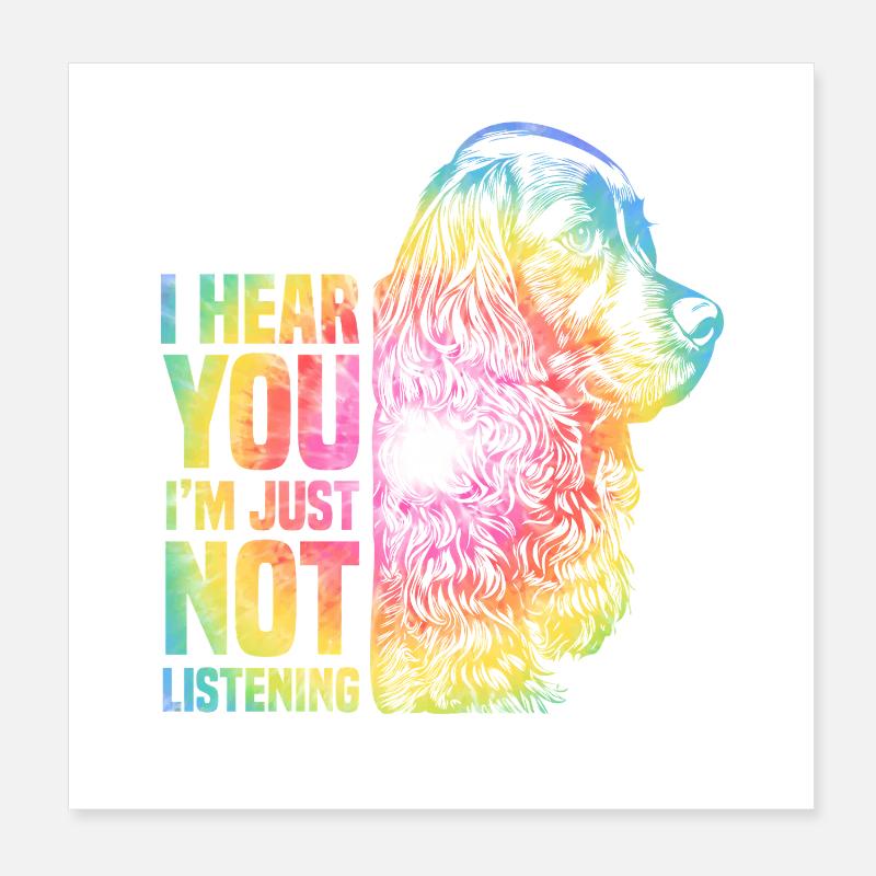 Rainbow Animal Dog Cocker Spaniel Poster 8" x 8" (20x20 cm)