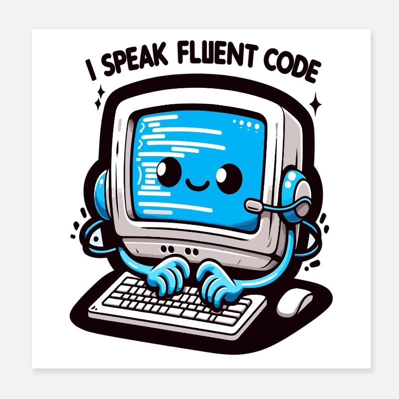 I Speak Fluent Code Retro Computer Poster 20x20 cm