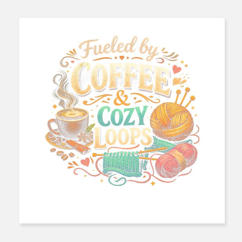 Alimenté par le café et les boucles douillettes Poster 20 x 20 cm