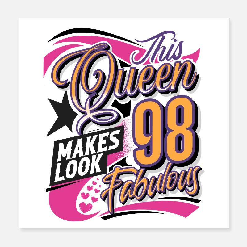 98. Geburtstag Queen Poster 20x20 cm