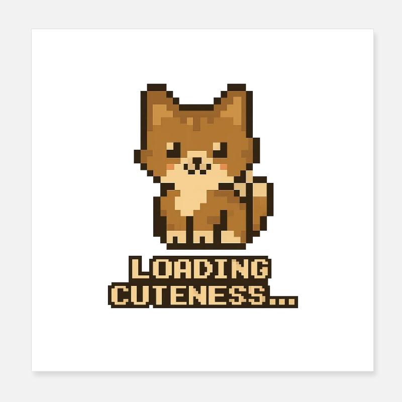 Pixel Puppy Loading Cuteness Poster 8" x 8" (20x20 cm)