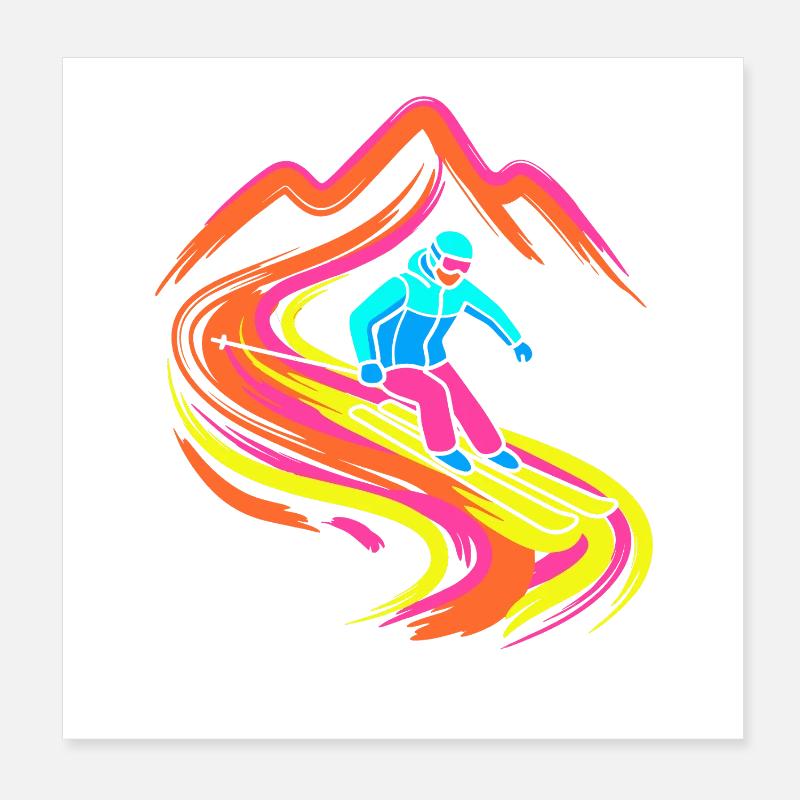 Skieur Poster 20 x 20 cm