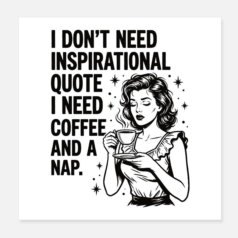 Echte Kaffeeliebe Nickerchen Statement Poster 20x20 cm