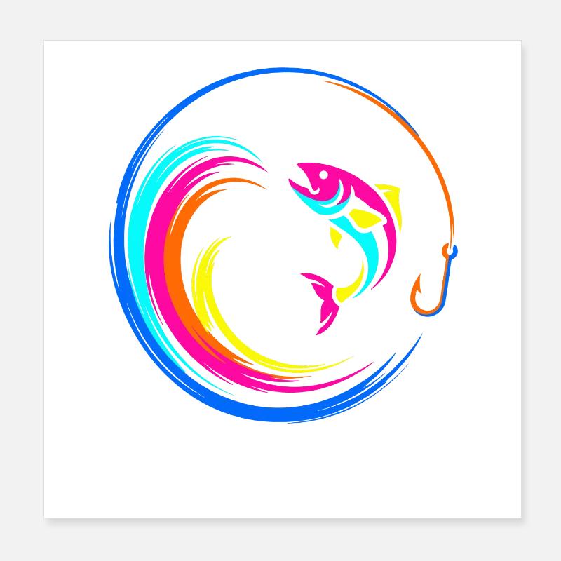 Fish Fish Hook Poster 8" x 8" (20x20 cm)