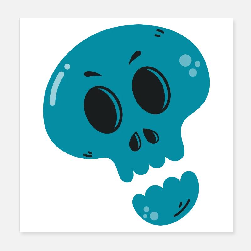 Melted Blue Skull Poster 8" x 8" (20x20 cm)