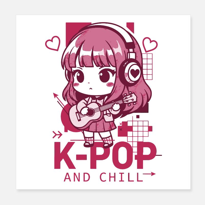 K-POP ET CHILL Kpop Musique coréenne Anime mignon Poster 20 x 20 cm
