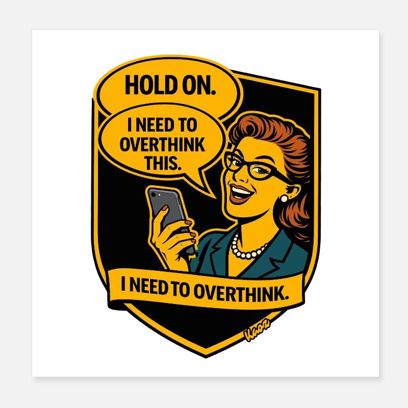 Retro Comic Rethinking - Overthinker Poster 8" x 8" (20x20 cm)