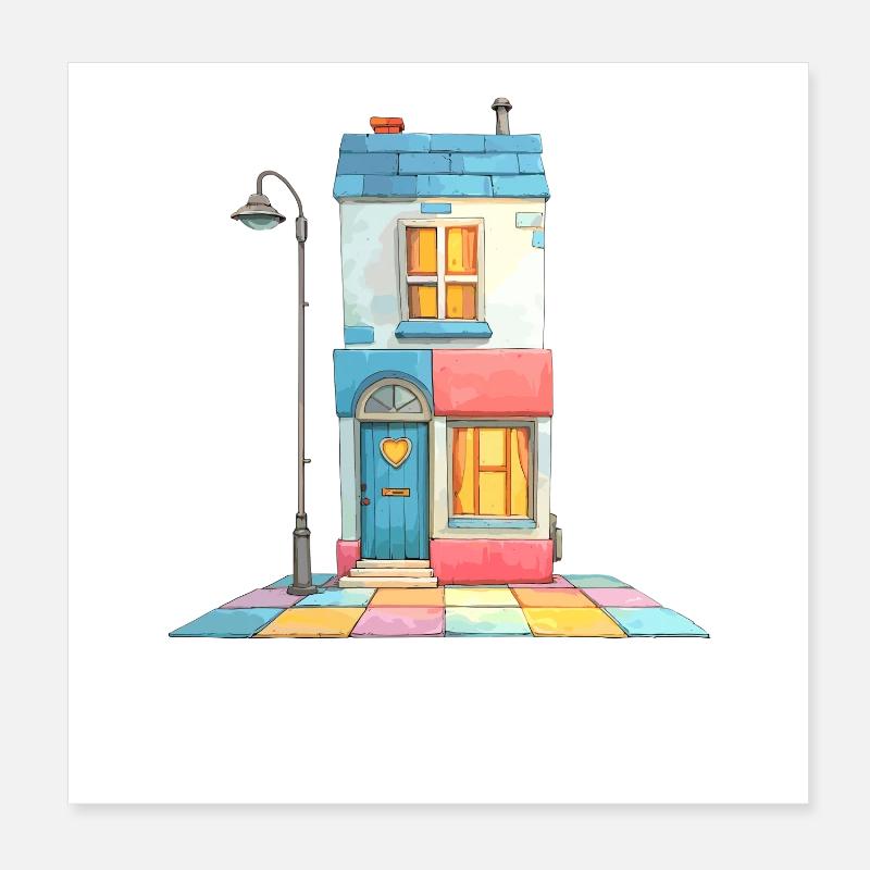 Fantasme de maison colorée Poster 20 x 20 cm