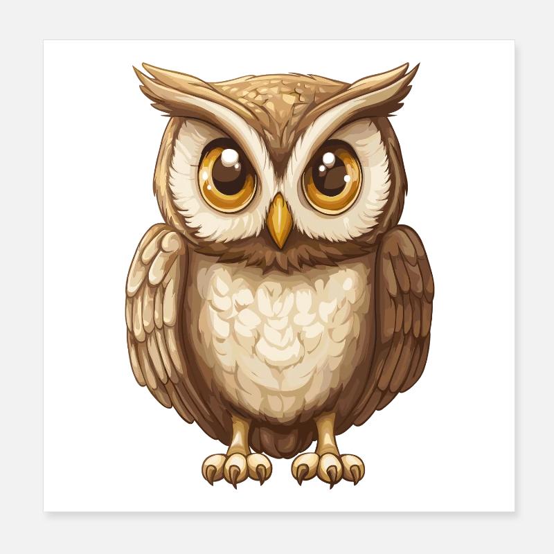 WaldEulen Cartoon Eule Poster 20x20 cm