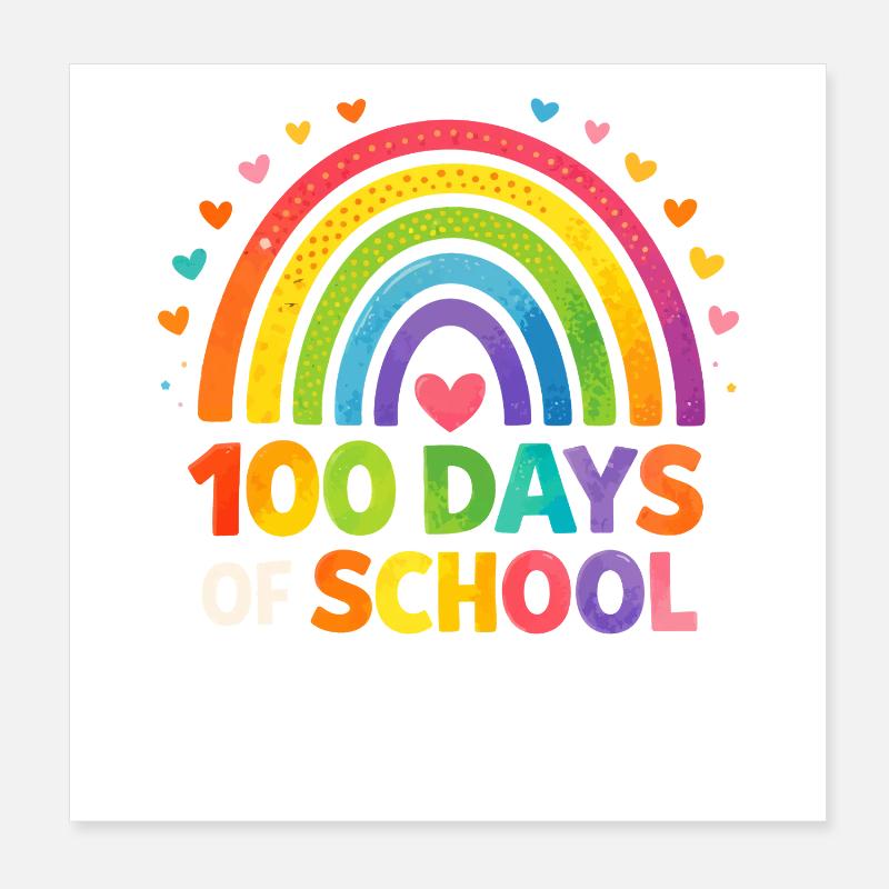 Regenbogen 100 Tage Schule Poster 20x20 cm