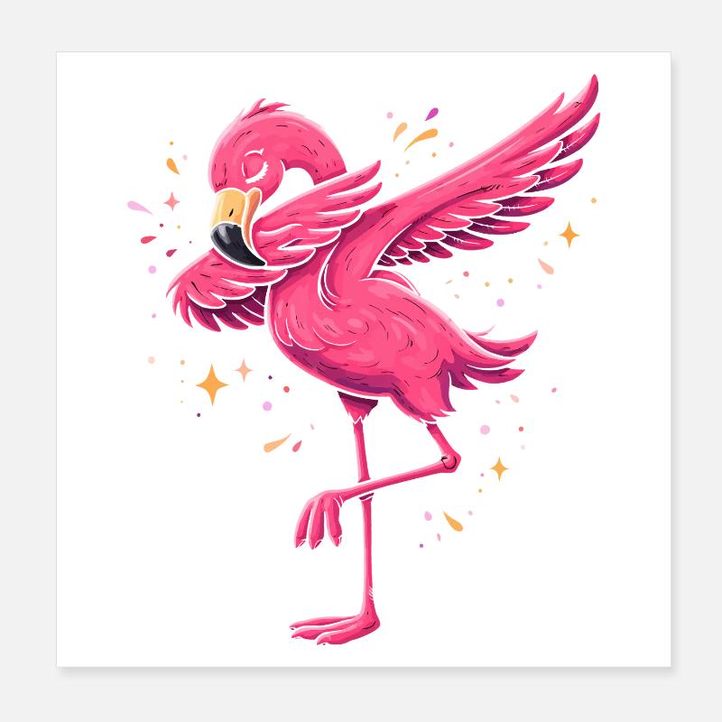 Flamingo Bright Pink Poster 8" x 8" (20x20 cm)