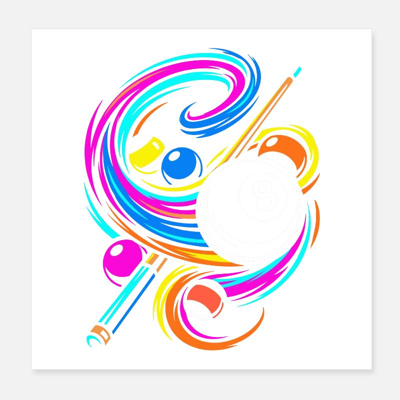 Boules de billard et queue Poster 20 x 20 cm