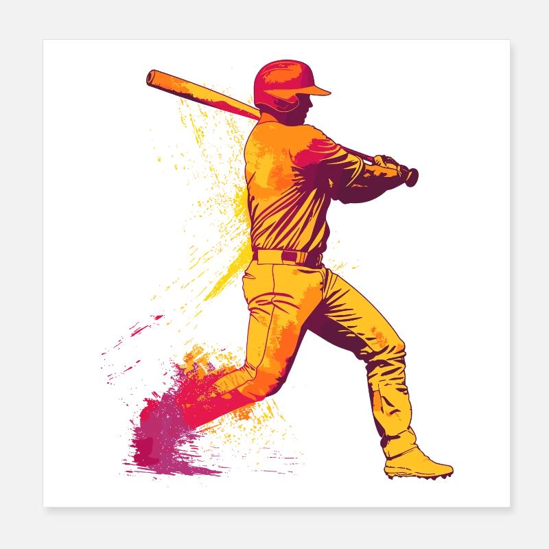 Farbexplosion Baseballschlägerheld Poster 20x20 cm
