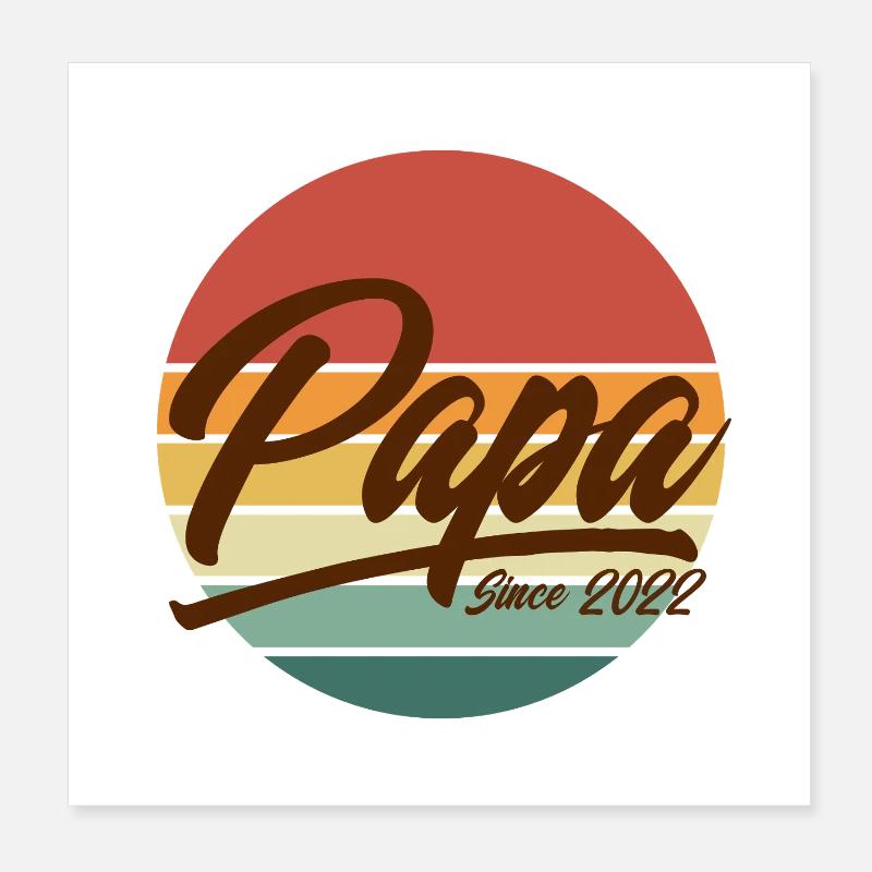 Papa Since 2022 Retro Vintage Sunset Poster 20x20 cm