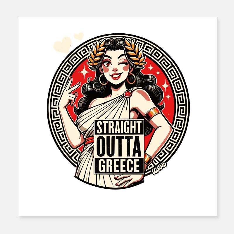 Parodie de la Déesse de la Grèce tout droit sortie de la Grèce Poster 20 x 20 cm