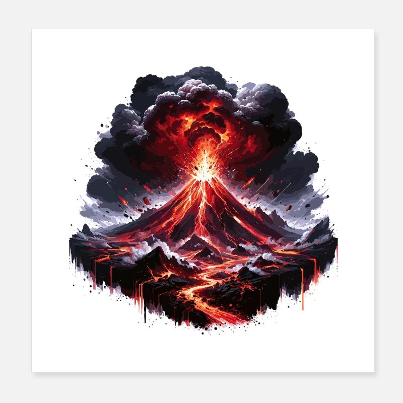 Volcanic eruption lava fireworks Poster 8" x 8" (20x20 cm)