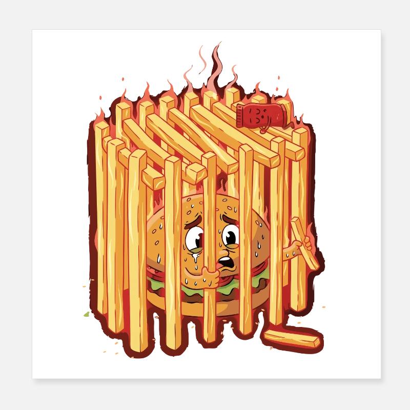 burger_pommes_gefaengnis Poster 20x20 cm