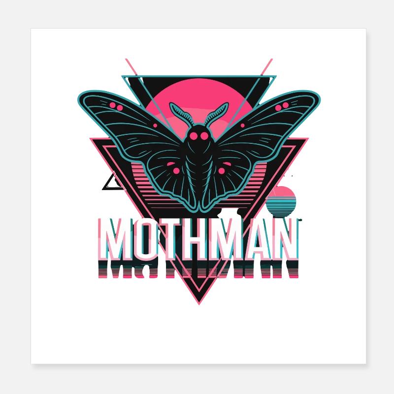 Mothman Rétro Synthwave Cryptid Urban Legend années 80 Poster 20 x 20 cm