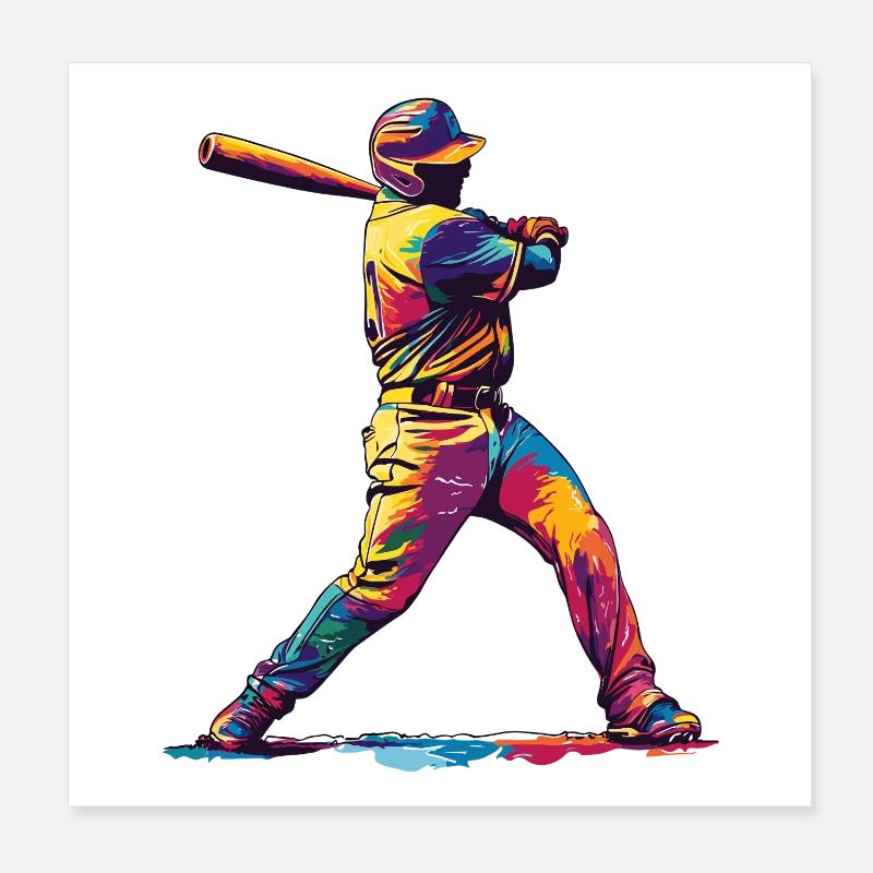 Farbenfroher Baseball-Hit Poster 20x20 cm