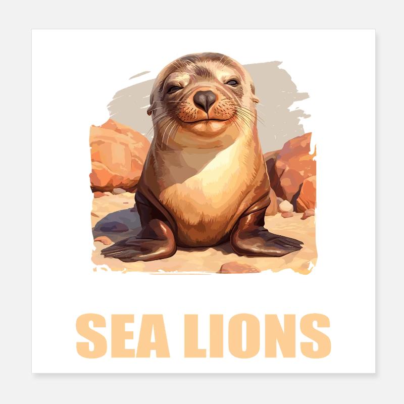 Seelöwen Seelöwe Poster 20x20 cm