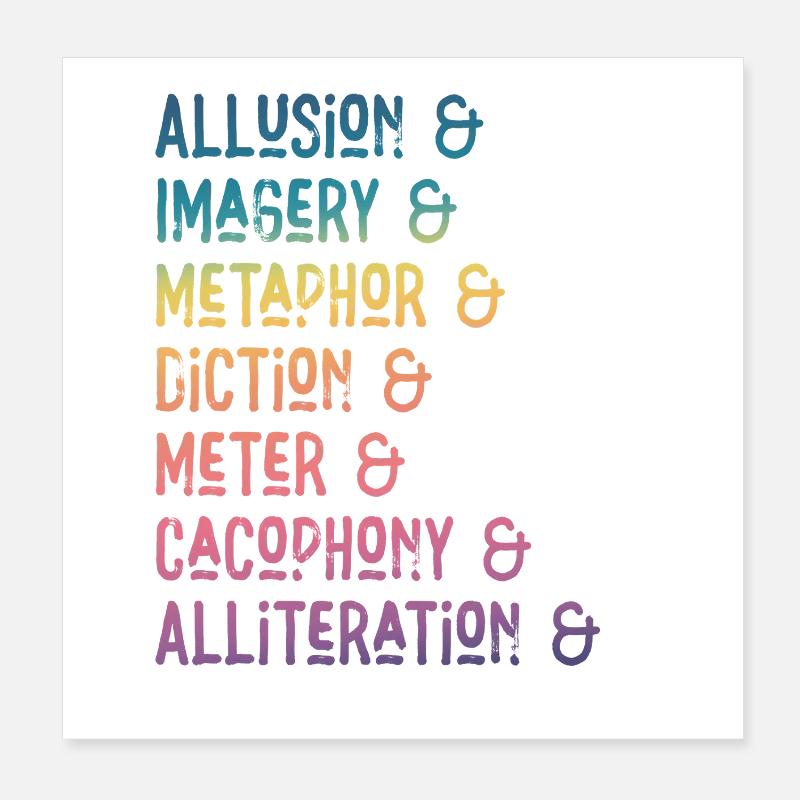 Literarische Mittel Regenbogenmontage Poster 20x20 cm