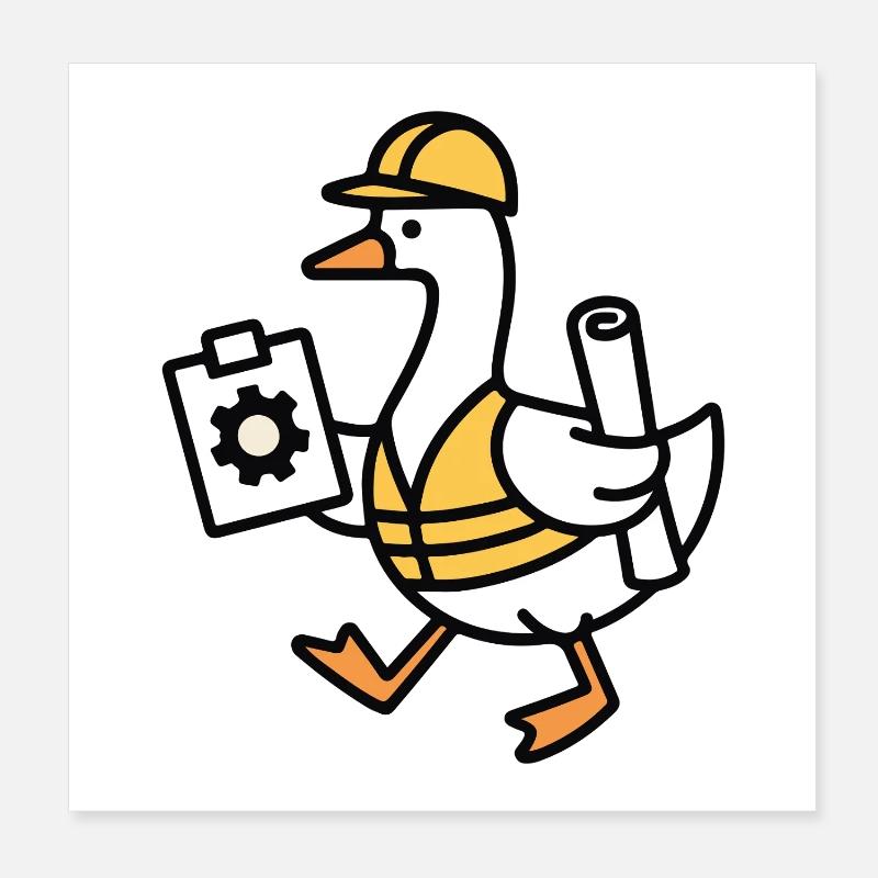 Bauplan Ente im Arbeitsoutfit Poster 20x20 cm