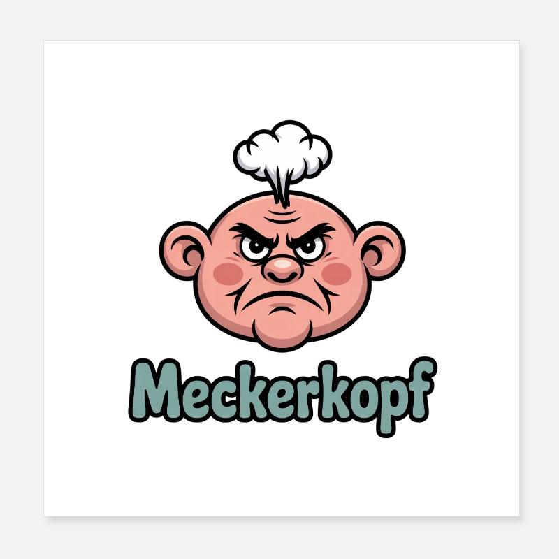 Complainer Funny Complainer Cartoon Head Poster 8" x 8" (20x20 cm)