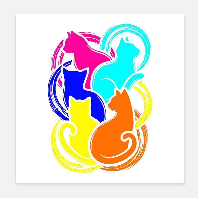Bunte Katzen Poster 20x20 cm