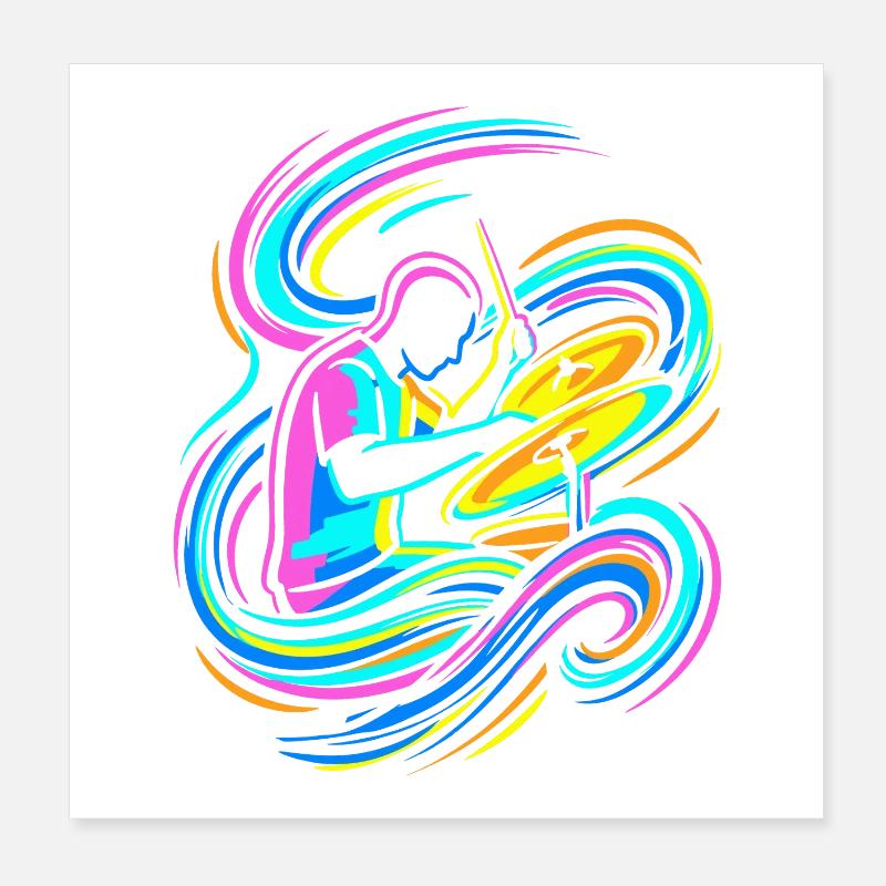 Colorful drummer Poster 8" x 8" (20x20 cm)
