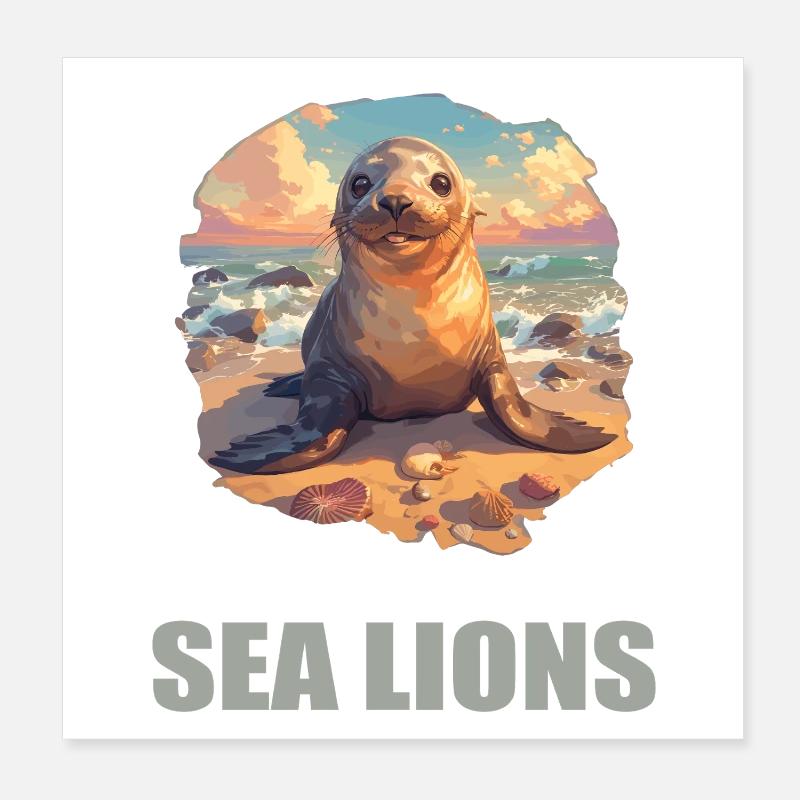 Lions de mer Lion de mer Poster 20 x 20 cm