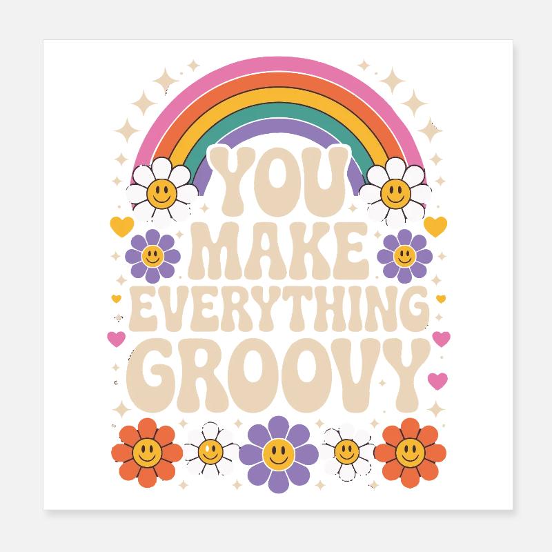 Vous rendez tout cool - Retro Rainbow Poster 20 x 20 cm