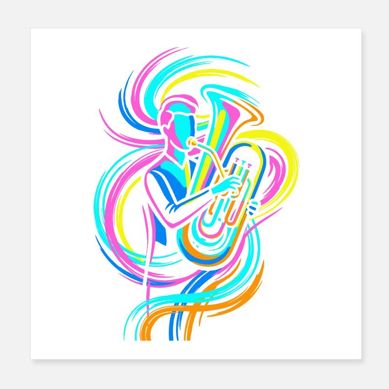 Tuba player Poster 8" x 8" (20x20 cm)