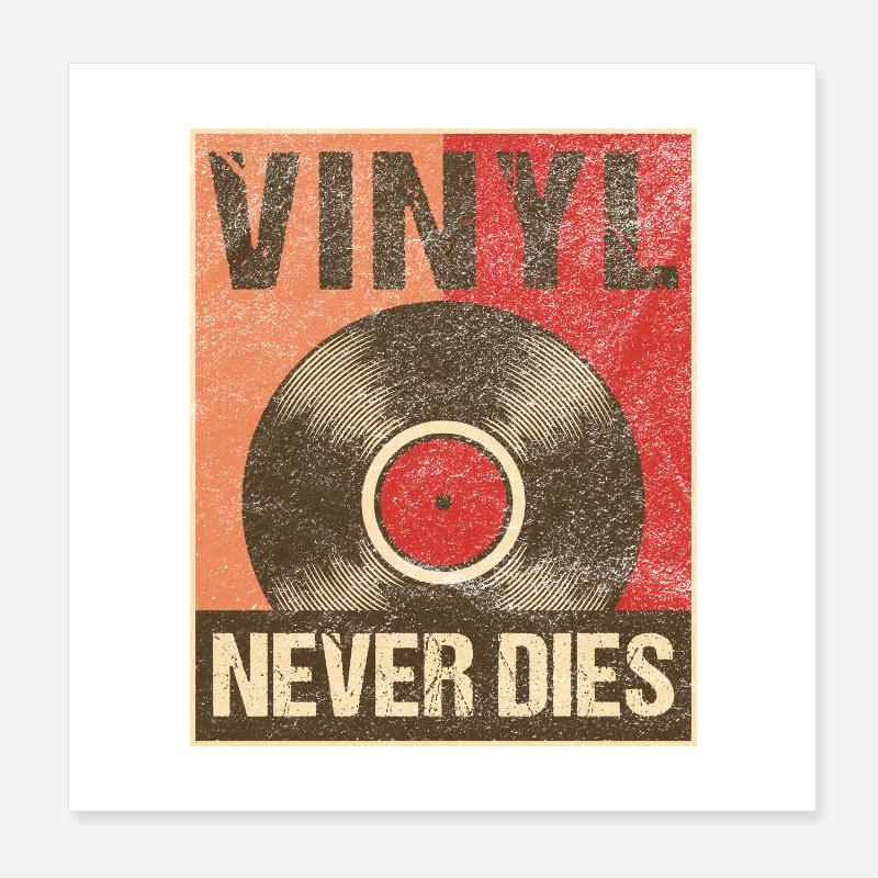 Graphique rétro de l’affiche Vinyl Never Dies Poster 20 x 20 cm