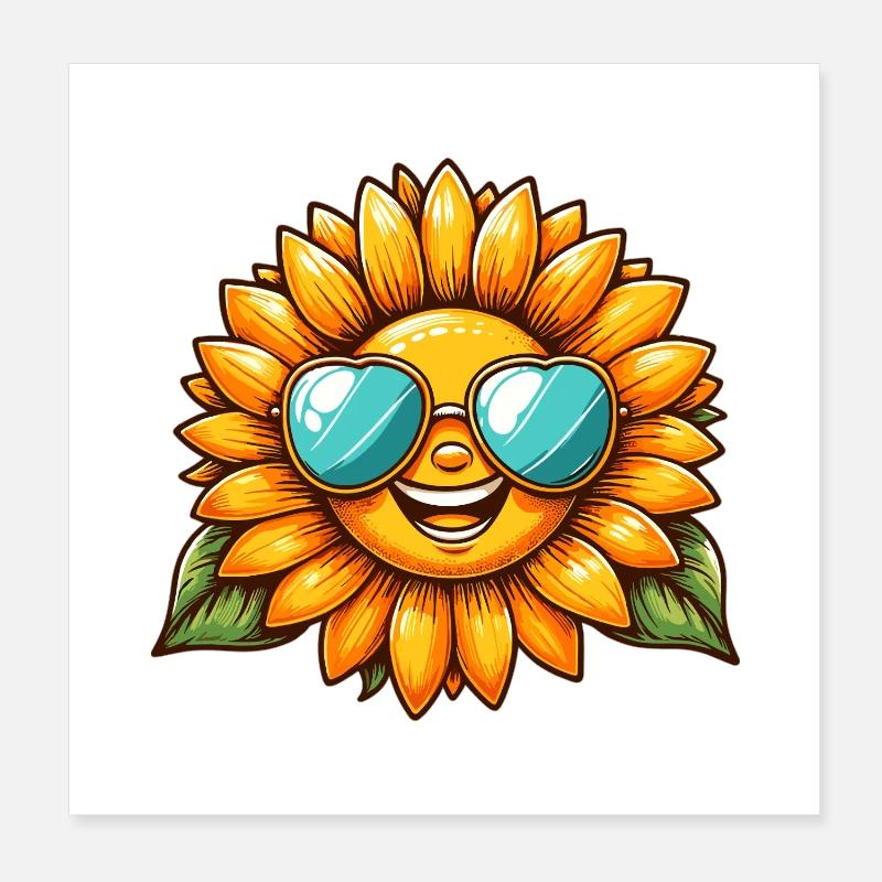 Sonnenstrahl mit Sonnenbrille Motiv Poster 20x20 cm