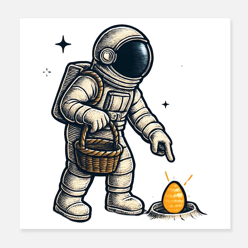 Exploration des œufs d’astronaute Poster 20 x 20 cm