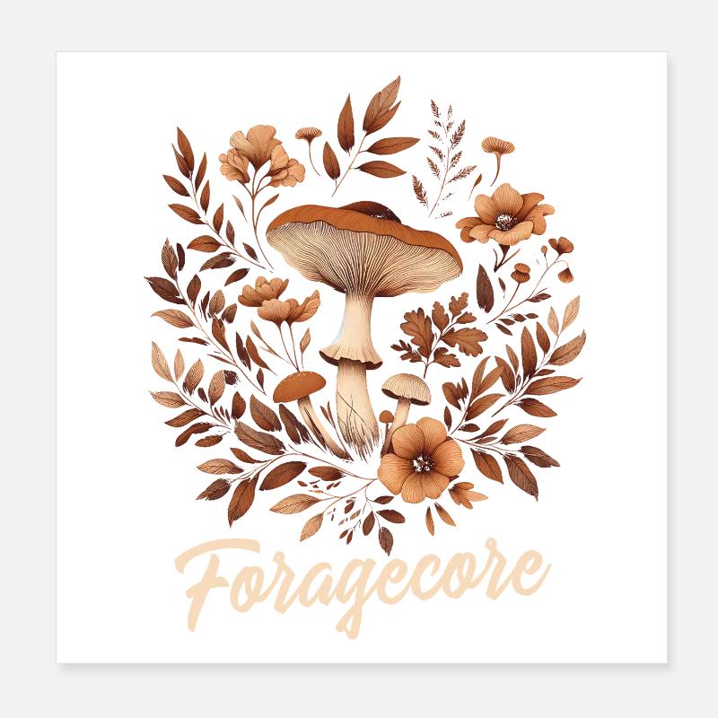 Esthétique des objets de collection | Automne de la forêt de champignons Poster 20 x 20 cm