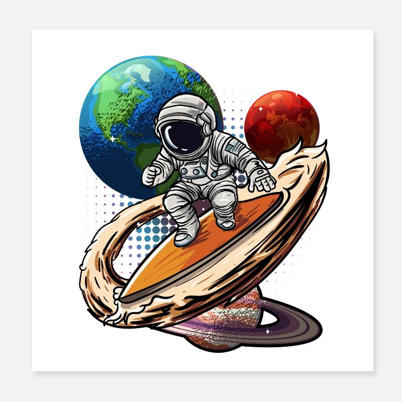 Astronaute Wave Rider Cosmos Poster 20 x 20 cm