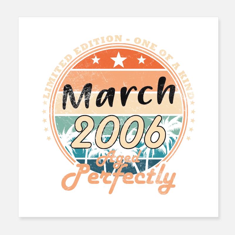 20. Geburtstag März 2006 Poster 20x20 cm