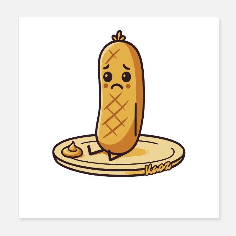 Saucisse triste, saucisse dans l’assiette Poster 20 x 20 cm