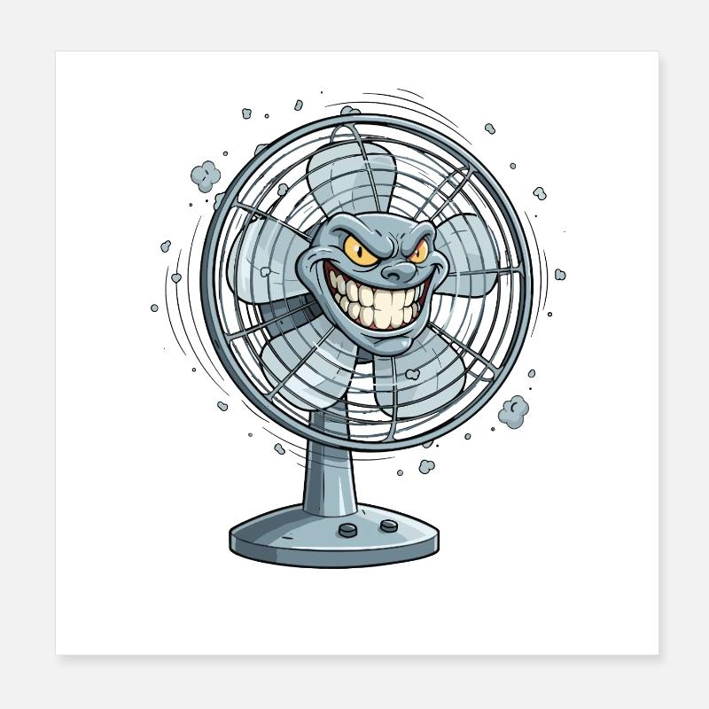 Grimmiger Ventilator Cartoon Poster 20x20 cm