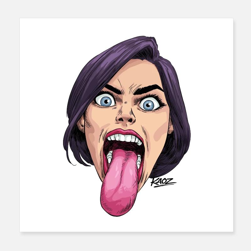 Langue sortie : expression comique Poster 20 x 20 cm