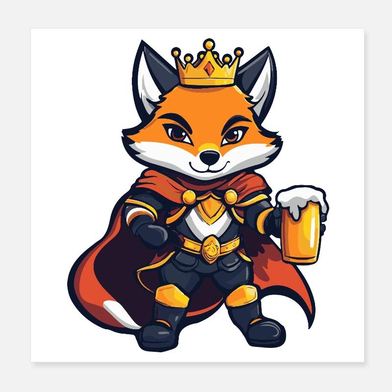 Fuchs Bier König Poster 20x20 cm