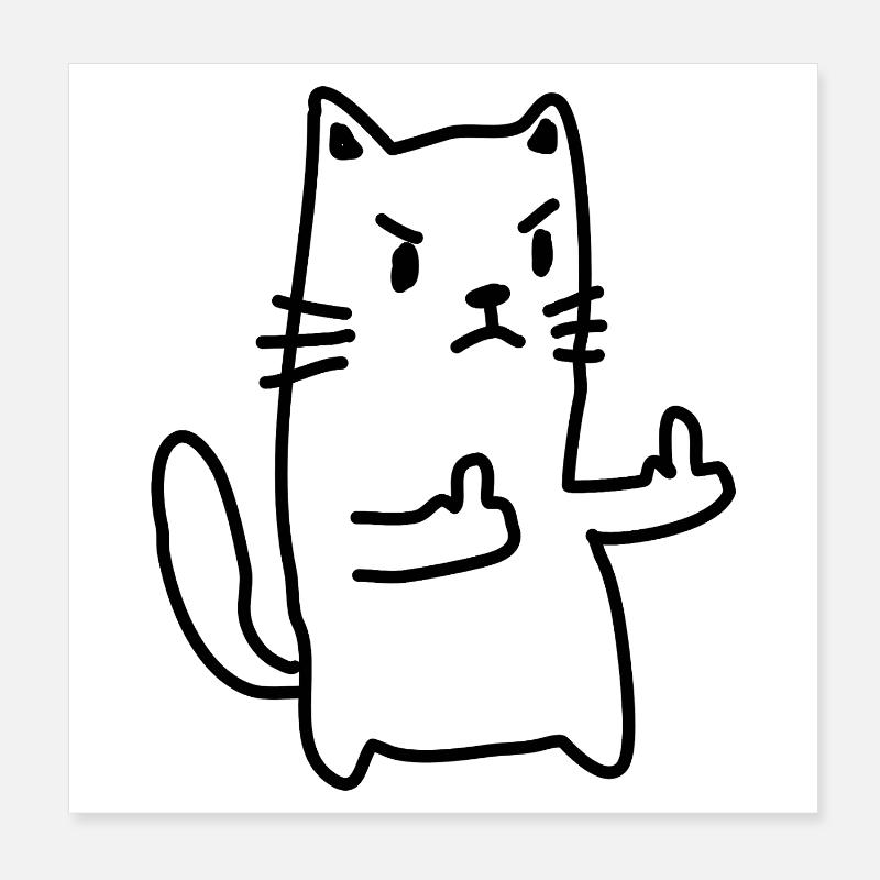 Katze Mittelfinger Poster 20x20 cm