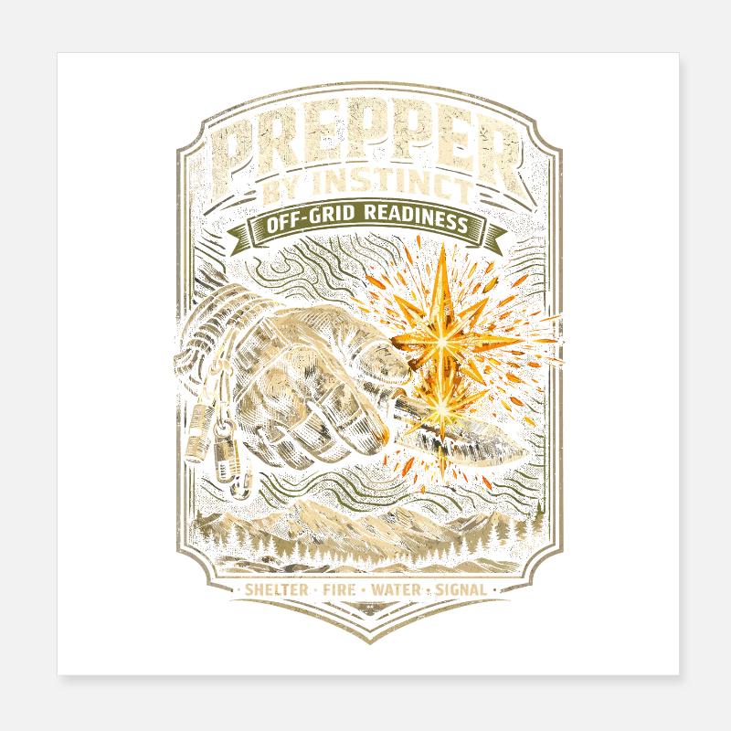 Abri survivaliste Prepper Eau de feu Poster 20 x 20 cm