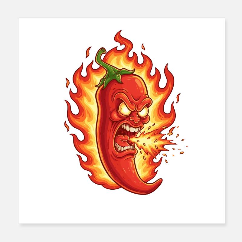 Angry Fire Chili Poster 8" x 8" (20x20 cm)