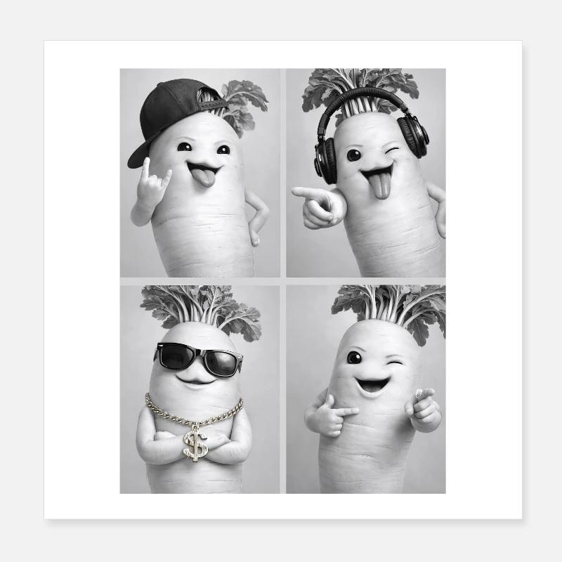 Radis Daikon Poster 20 x 20 cm