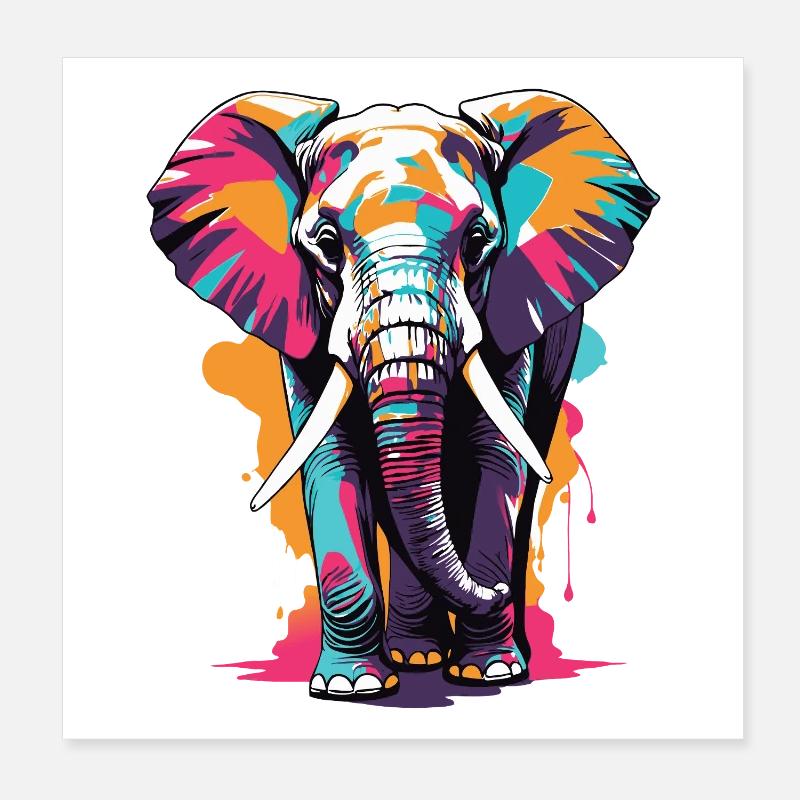 éléphant Poster 20 x 20 cm